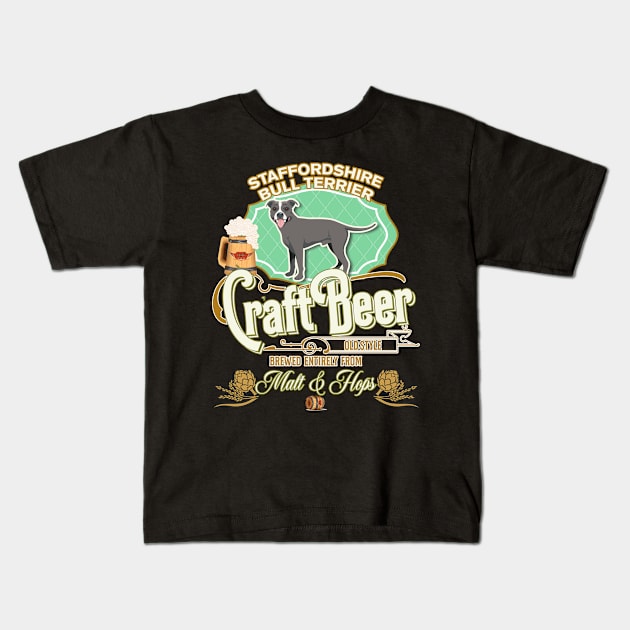 Staffordshire Bull Terrier Gifts - Beer Dog lover Kids T-Shirt by StudioElla